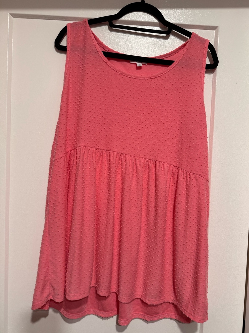 Chic Soul Coral Pink Swiss Dot Sleeveless Peplum Tank